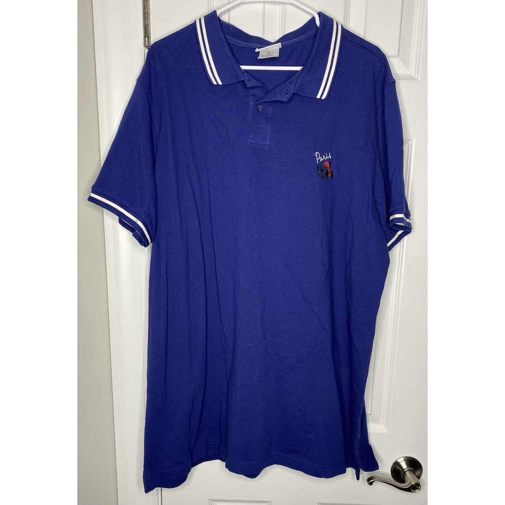 Disney Men's Paris Minnie Mouse Embroidered Polo Shirt Blue Size XXL‎ New *read*